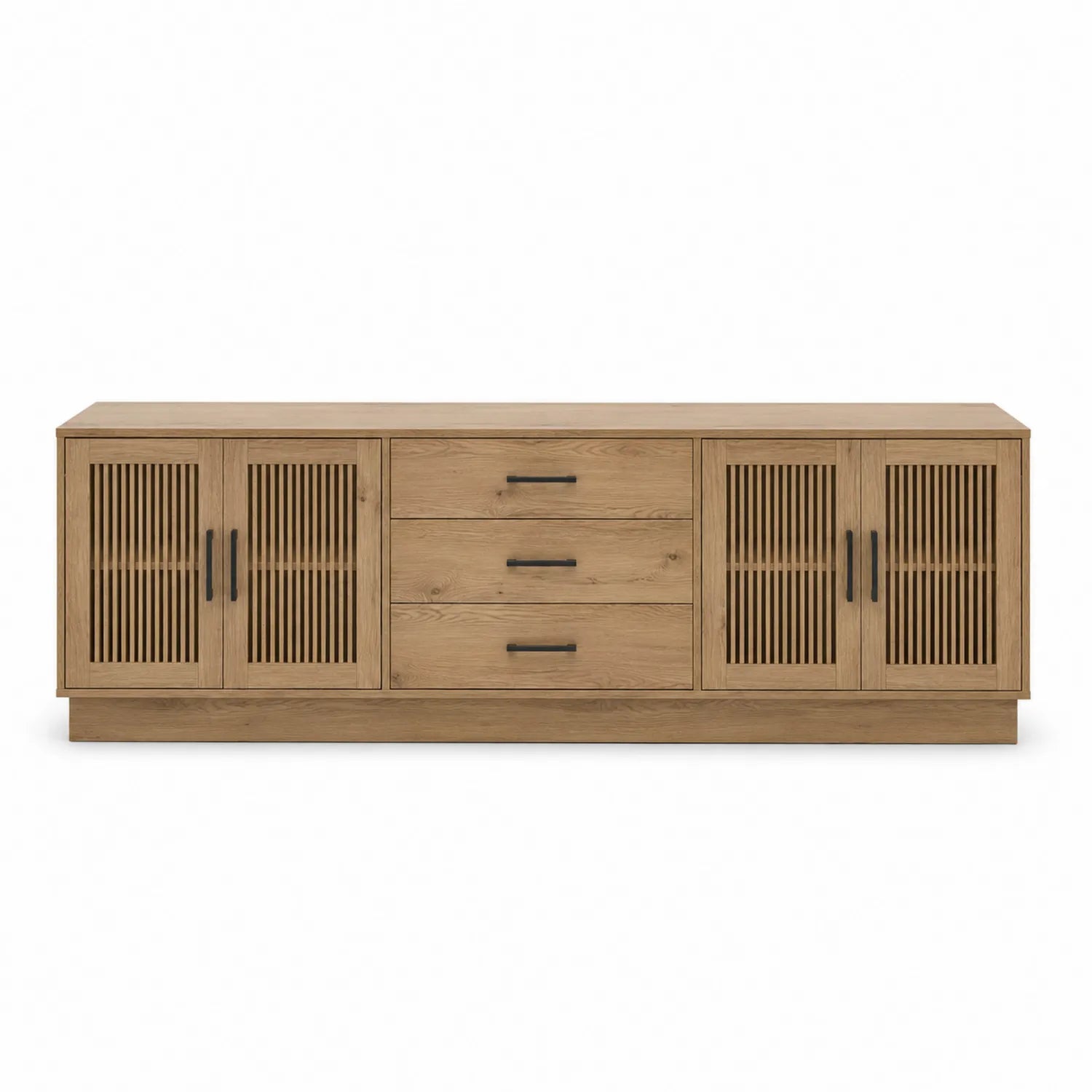 TV-Schrank aus Eichenholz mit Türen und Schubladen 200x45x50 cm