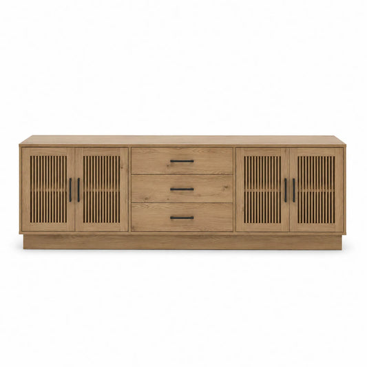 TV-Schrank aus Eichenholz mit Türen und Schubladen 200x45x50 cm