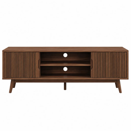 Holz-TV-Schrank Braun 120x40x50 cm mit Türen und Regalen