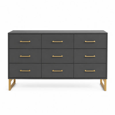 Kommode Holz Anthrazit mit 9 Schubladen 140x40x80cm
