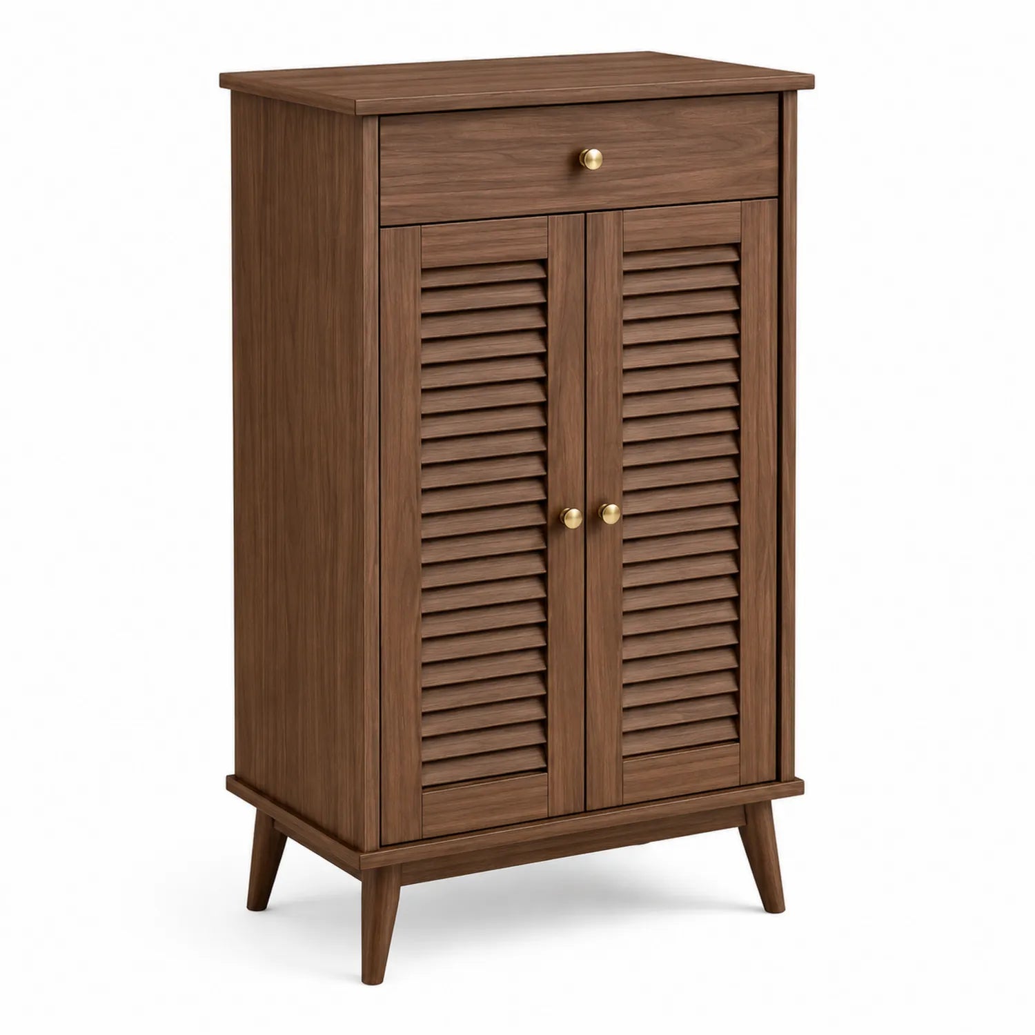 Schuhschrank MDF Dunkelbraun mit 1 Schublade und 2 Türen