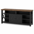 TV-Kommode Massivholz und MDF Schwarz/Natur 150x45x75 cm