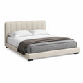 Polsterbett Stoff Beige King-Size 200x180 cm
