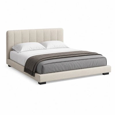 Polsterbett Stoff Beige King-Size 200x180 cm
